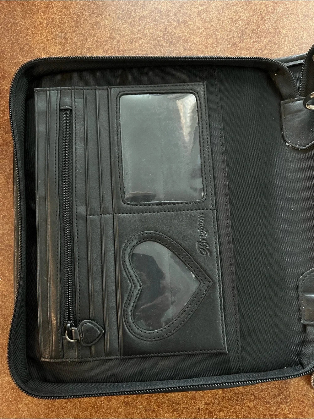Brighton Black Nylon Notebook withCroc-Texture Leather Front Pocket